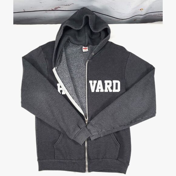 American Apparel F497 Gray Harvard Sweatshirt Hoodie Full Zip University School - Picture 3 of 6